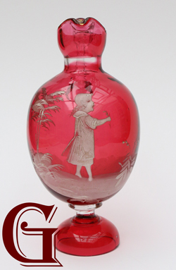 cranberry glass Mary Gregory ewer